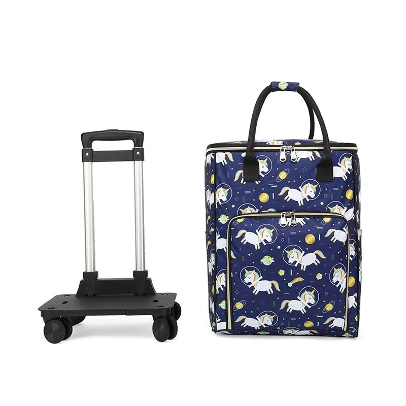 Small Cart Foldable Shopping Bag Waterproof Handbag With Wheels Big Capacity Grocery Rolling Trolley For Women | Багаж и сумки