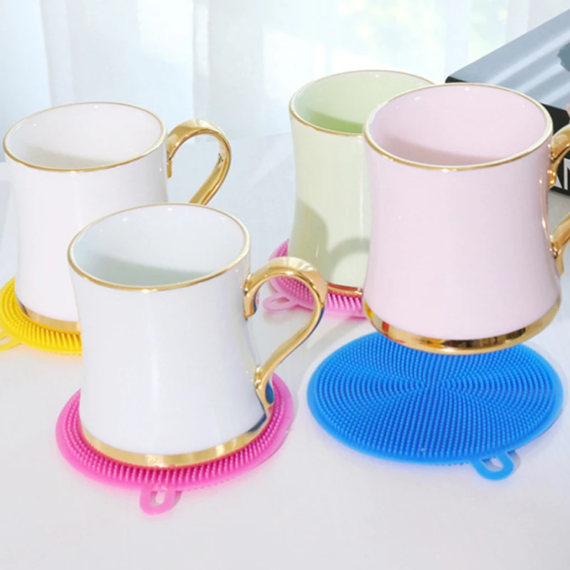 

Silicone Dish Washing Cleaning Brush Cleaner Kitchen Tools Round Blue 11.5cm(4 4/8"), 1 Piece