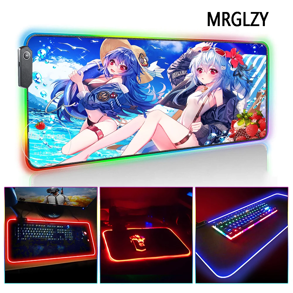 MRGLZY Multi-size Sexy Girl Mouse Pad LED Light RGB Gamer Large Anime Swimsuit Desk Mat Gaming Accessories for Laptop Keyboard