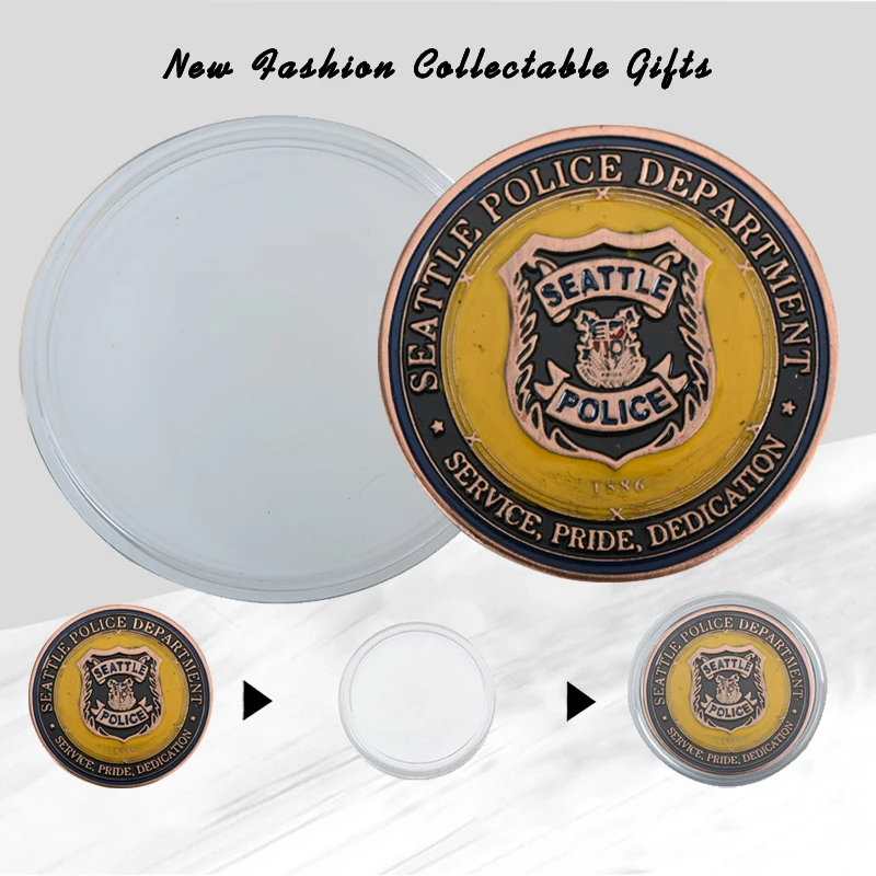 Красочная монета из полицейского отдела Сиэтла домашняя декоративная