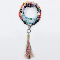 8mm natural color stone 108 beads diy handmade necklace bracelet chakra pray bangle yoga lucky cuff healing classic wristband