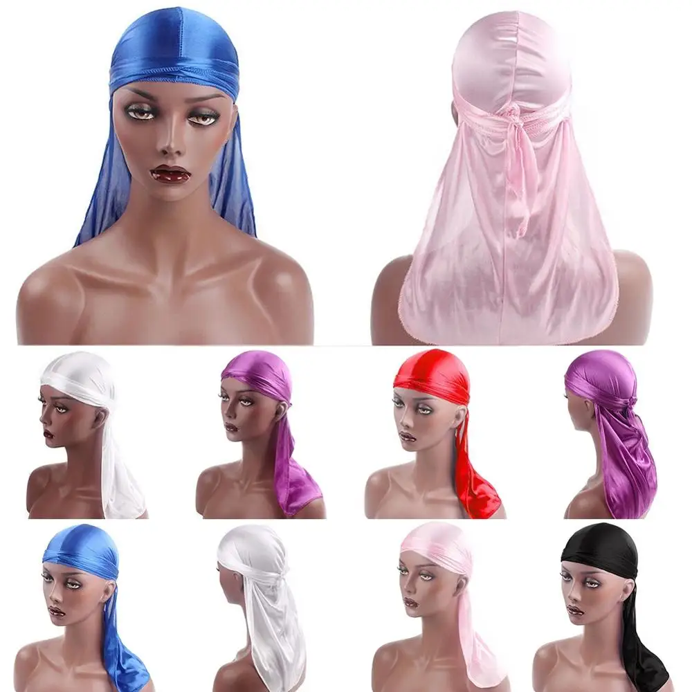 

Durag Headwear Headband Pirate Cap Unisex Hat Smooth Nylon Cap Solid Color