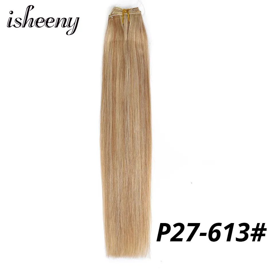 P27/613 # Isheeny Реми прямо человеческих волос ленты расширения образцы Perfessional салон утка кожи расширение 5 шт. для тестирования волос - Цвет: P27/613 #