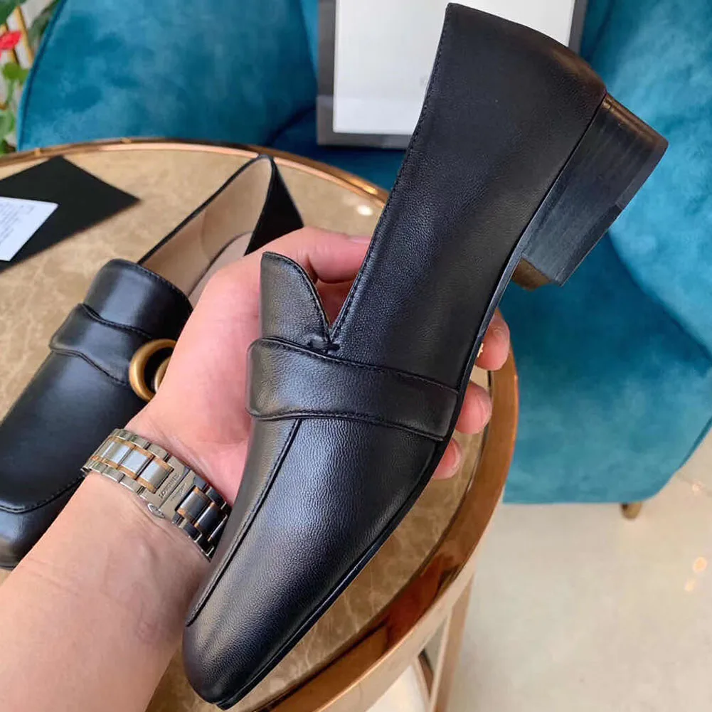 

KarinLuna fashion Brand New High Quality Genuine Leather 2022 Spring Platform Square Heel Flats Woman Leisure Loafers Shoes