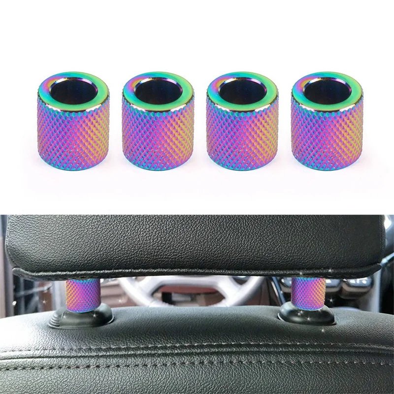 

4PCS Colorful Car Headrest Head Rest Collars Rings Decor Headrest Collar Charms for Car SUV Truck Interior Decoration