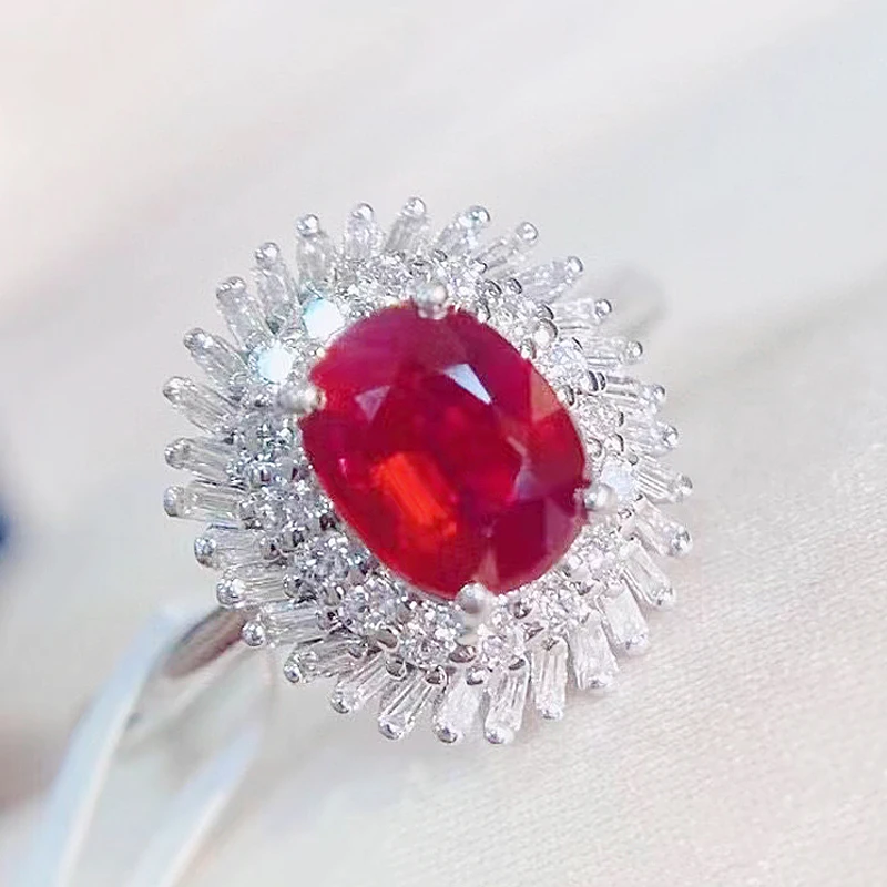 

MeiBaPJ натуральный Новый Горящий рубин, модное кольцо с подсолнухом для женщин, Настоящее серебро 925 пробы, изящные свадебные украшения