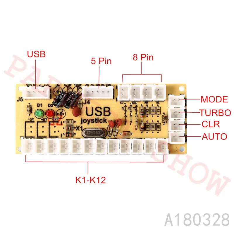 Аркадный набор сделай сам с 2 игроками доска USB Conatrol нулевой задержкой + джойстика