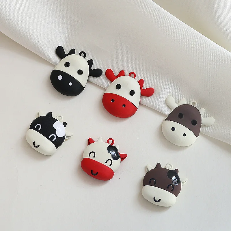 

10pcs/pack Cartoon Cow Enamel Charms Pendant Metal Spray Paint Charms For DIY Earrings necklace Handmade Jewelry Accessories