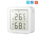 Датчик влажности и температуры Tuya с Wi-Fi и светодиодным экраном, гигрометр для умного дома с поддержкой Google Home и Alexa