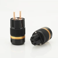 1pair x viborg audio puer copper plated eu schuko power plug iec connector for hifi diy power cable extension adapter