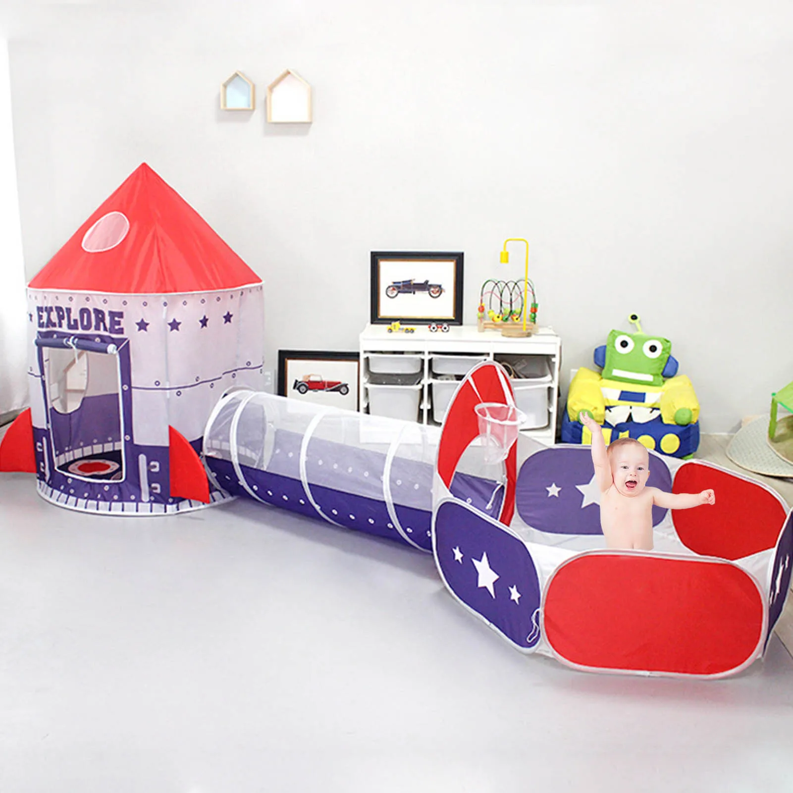 

Child Tunnel Tent Toys Kids Indoor Playhouse Baby Ocean Ball Pit Pool Spaceship Tent Space Little Houses For Girls Boys Gift