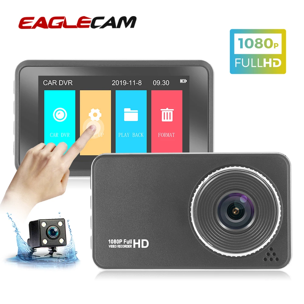 

HD 4 Inch Dual Lens Image 1080P Hidden Wide Angle Driving Recorder Dash Cam Dual Lens Car DVR Camera Support Reversing G-Sensor