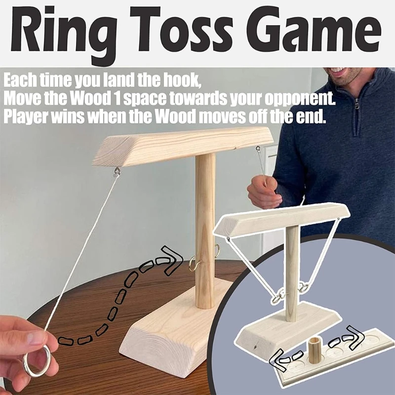 

Outdoor Desktop Ring Toss Game Table Hook + Ring Highly Addictive Fun Office Game Toy for Indoor or Outdoor Family Fun