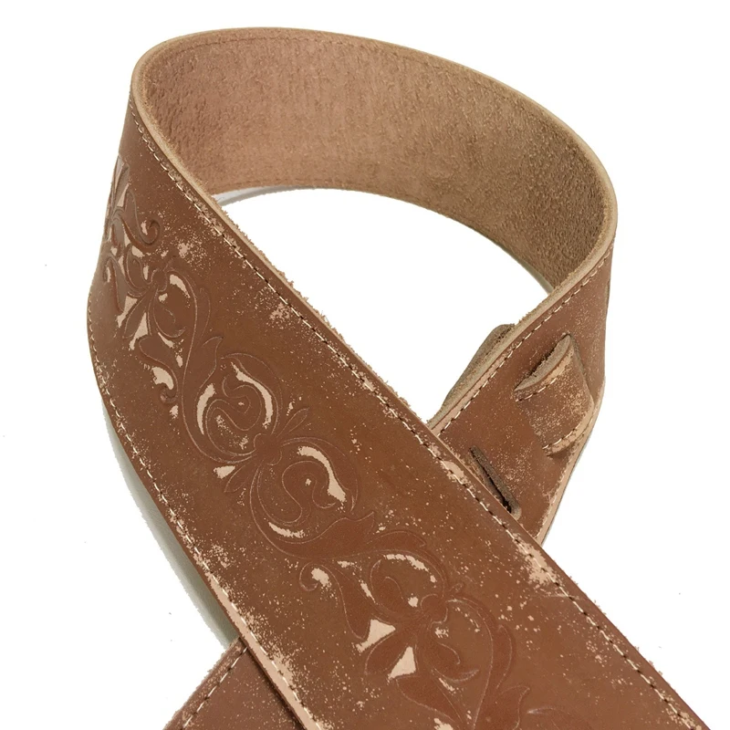 First Layer Buffalo Leather Straps Distressed Embossed Musical Instrument Widening Folk Acoustic Guitar Electric B | Спорт и