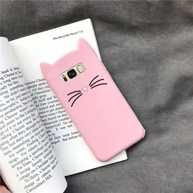 

Cute 3D Cartoon Beard Cat Silicone Soft Phone Case For Samsung GALAXY S3 S4 S5 S6 S7 Edge S8 S9 S10 Plus Note 3 4 5 8 9 Cover