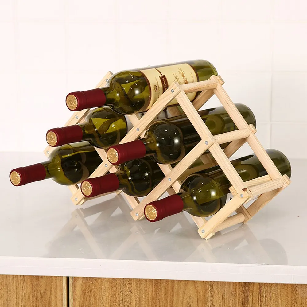6 Bottle Деревянный стеллаж для красного вина 10/12 держатель для бутылки держатель для бара дисплей полка складная деревянная винный стеллаж для алкоголя Neer уход за напитками держатели для бутылок - Цвет: 6 Bottle