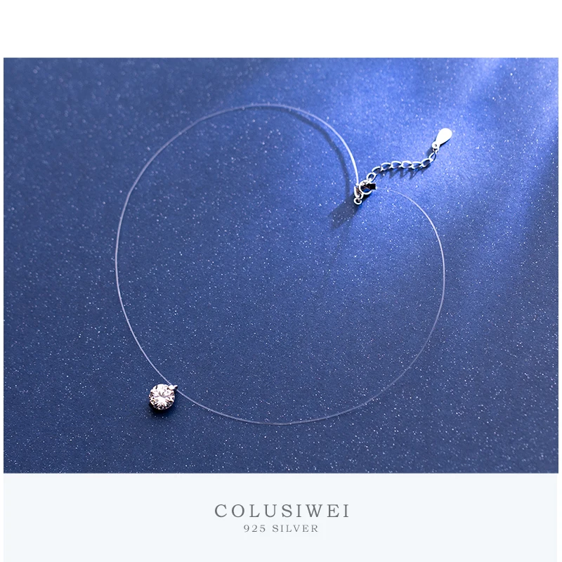 

Colusiwei Simple Clear CZ Short Necklace for Women Genuine 925 Sterling Silver Korea Style Choker Necklace Female Fine Jewelry