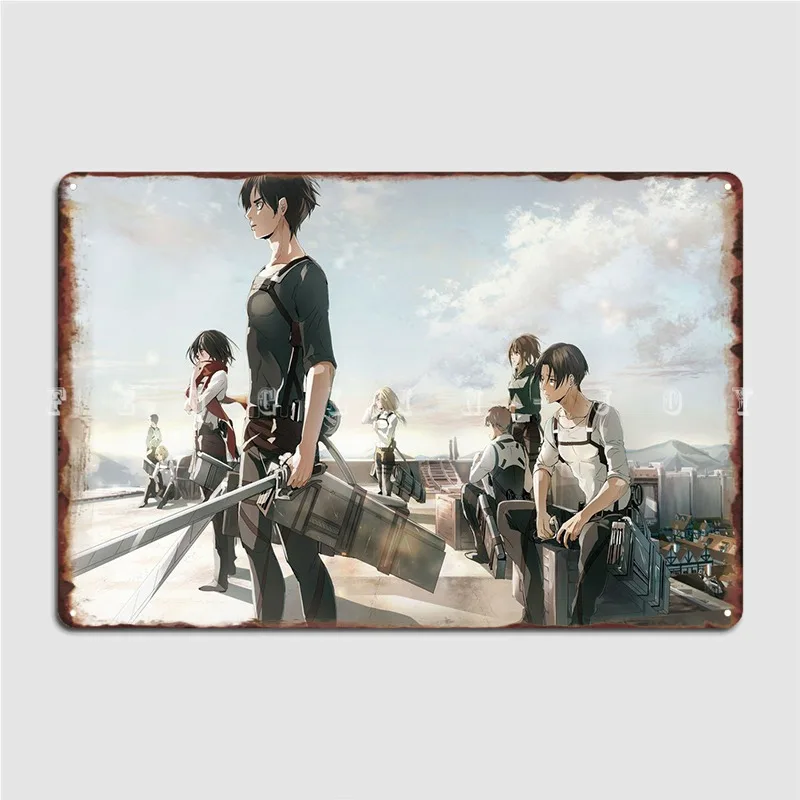 

Металлические таблички с надписью «атака на Титанов», настенный винтажный фотоплакат