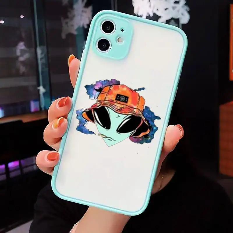 

Aesthetics Cartoon alien space Phone Cases Matte For iPhone 12 Mini 11 Pro XR XS Max 7 8 Plus X Hard PC Back Cover