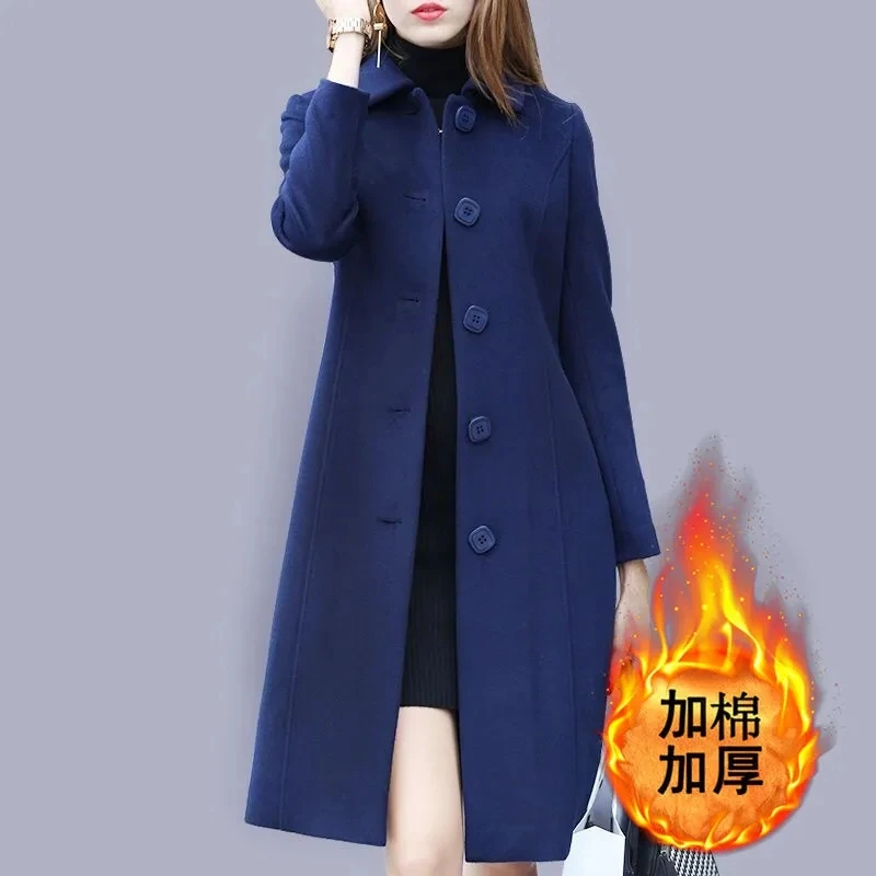 Woolen Coat Women's Long British Style 2022 Autumn Woolen Jacket Female Woolen Suit winter jacket women Outercoat Women cardigan images - 6