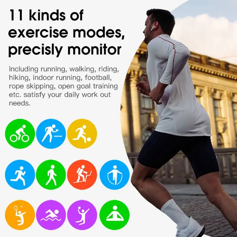 

Sports IP68 Waterproof Smart Watch Heart Rate Blood Pressure Oximeter Oxygen Health Monitor for Running Walking Riding