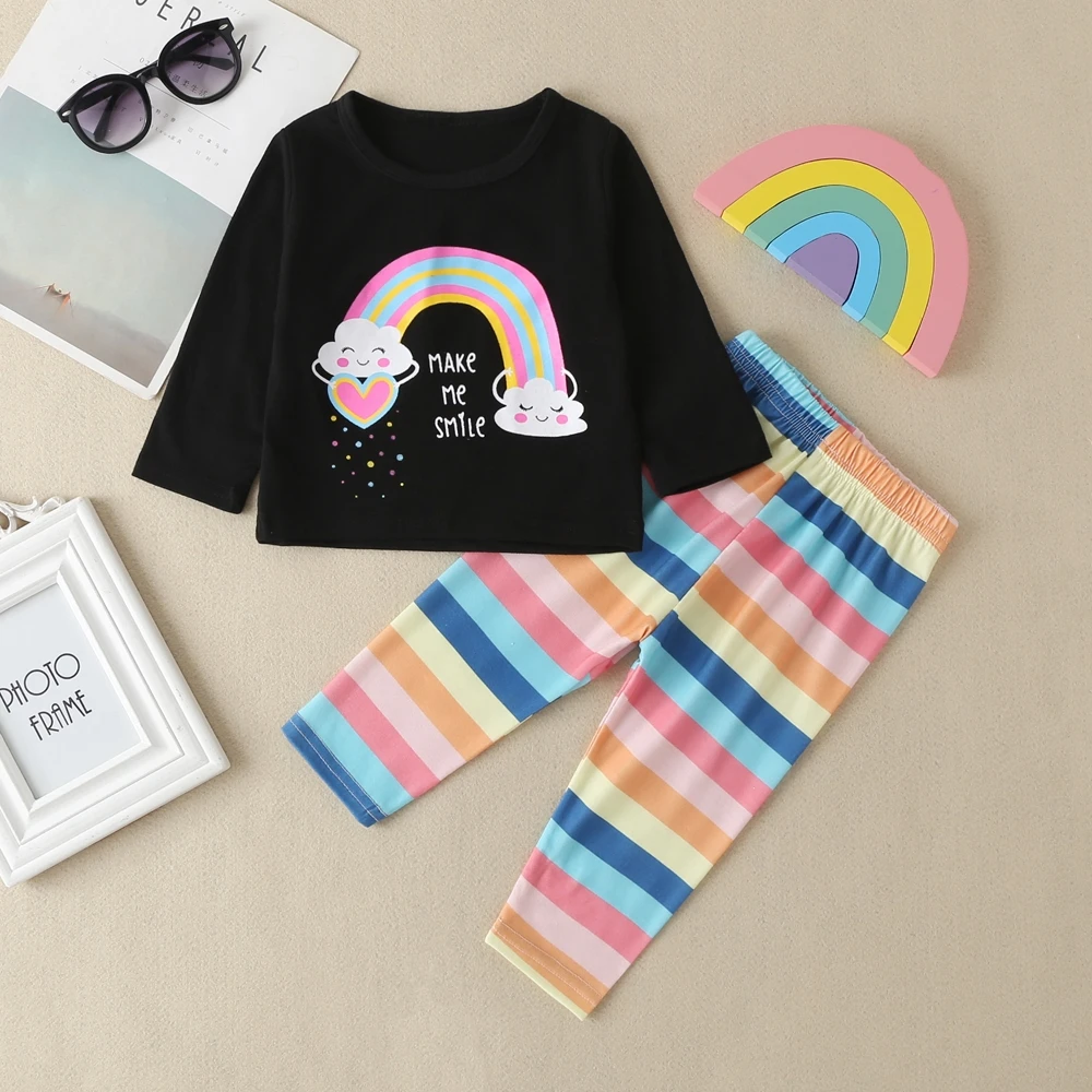 Рубашка с длинным рукавом и штаны для новорожденных девочек Повседневный