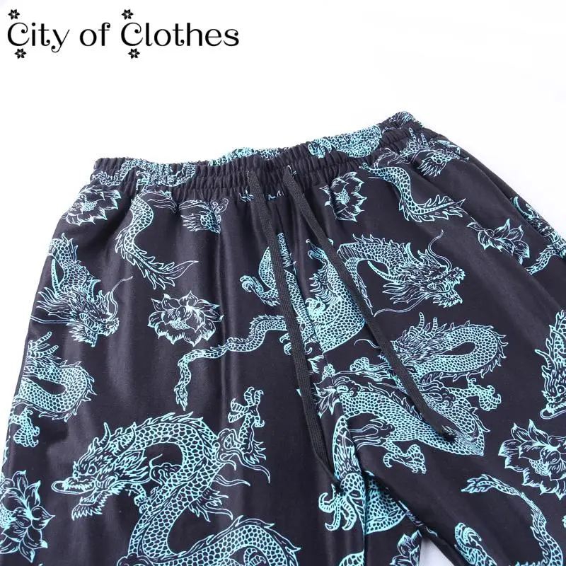 

2021 Women Streetwear Pants Harajuku Gothic Vintage Black Harm Pant Dragon Print High Waist Casual Loose Long Trousers Female