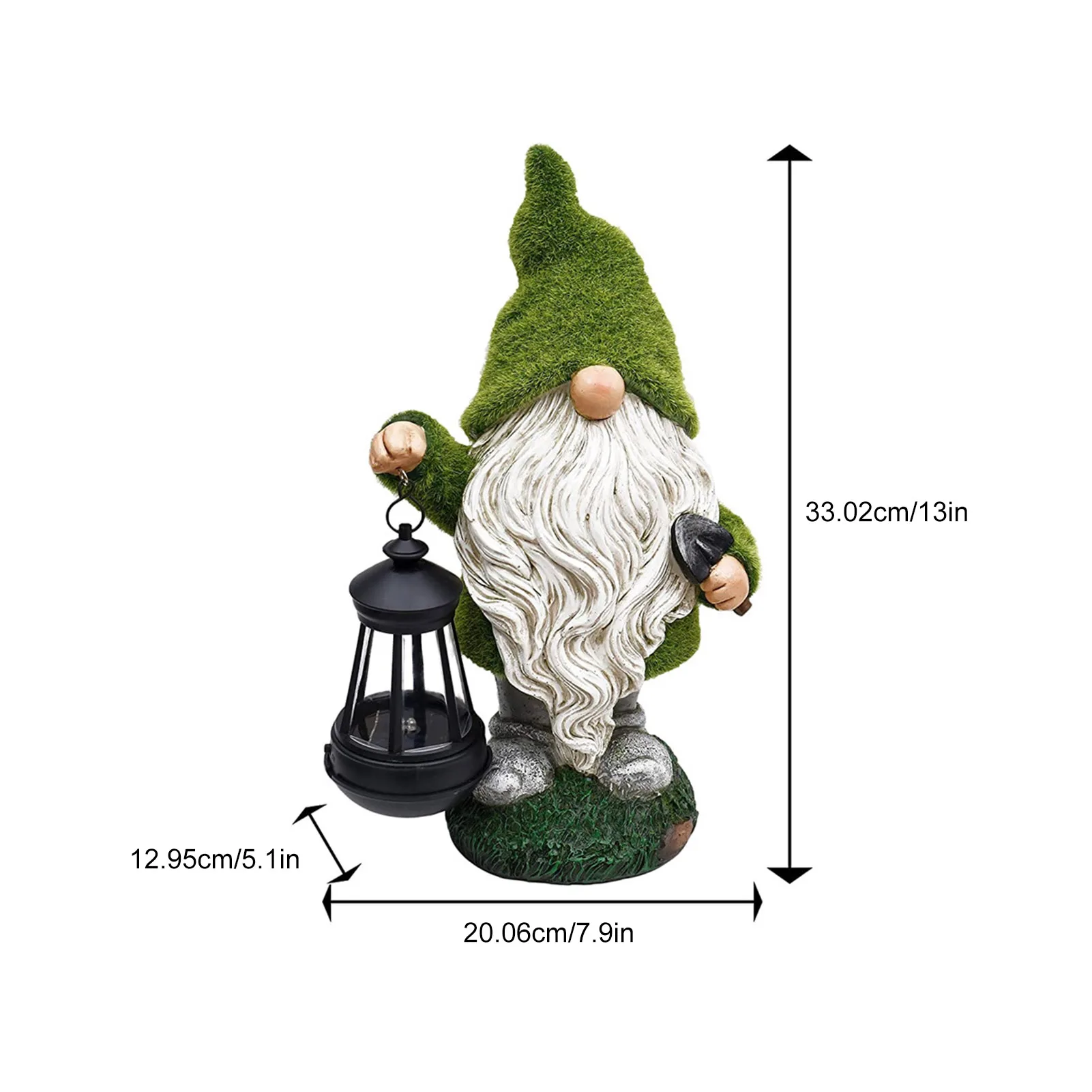 

Gnome Statue Holding a Solar LED Lamp Garden Gnome Resin Figurine