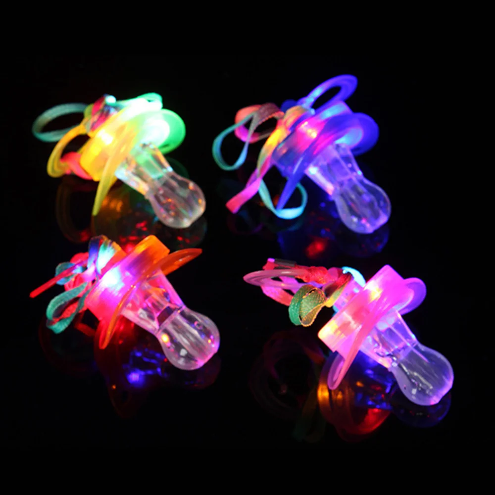 

4 Pcs Flashing Whistle Baby Pacifier LED Glowing Whistle Party Atmosphere Cheering Props for Concert Events (Random Color)