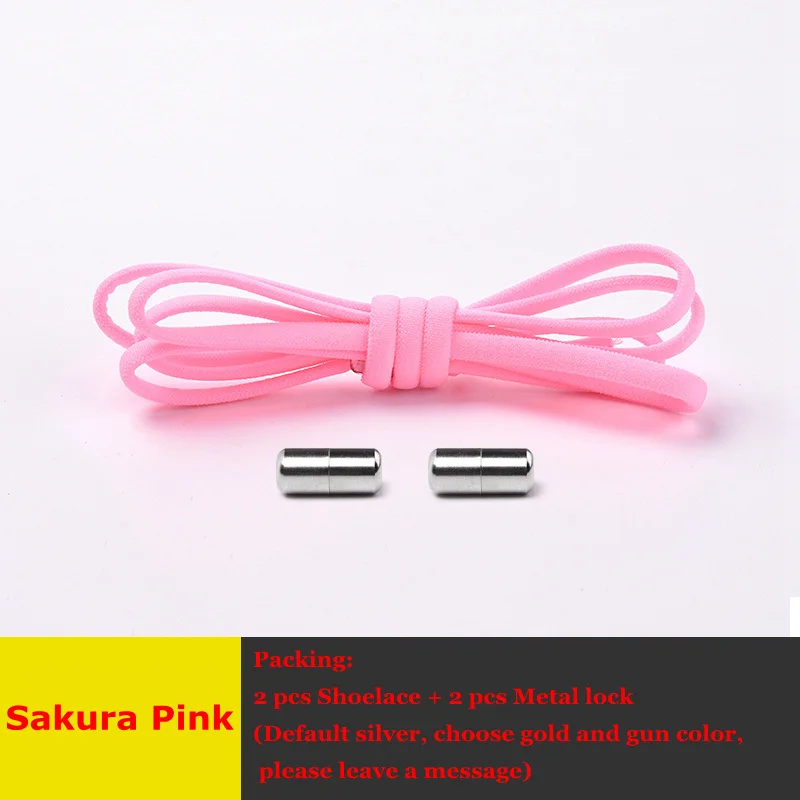 Sakura Pink 1 Pair Elastic Shoe laces Round No Tie Shoelaces Kids and Adult Sneakers Shoelace Running Leisure Quick Lazy Laces 19 Colors - Цвет: Sakura Pink