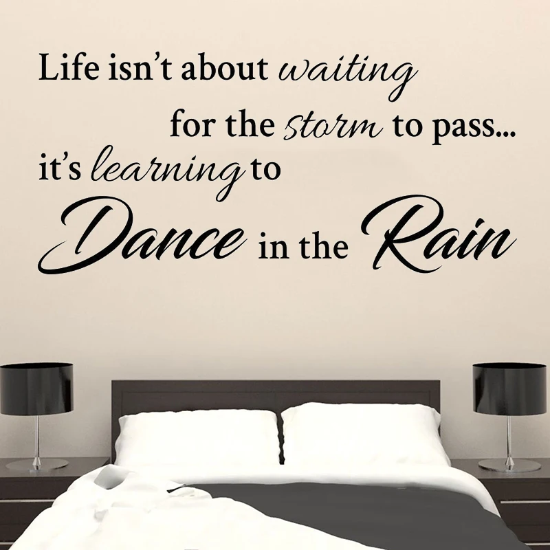 

Vinyl Art Sticker Quotes decor Life Isn'T About Waiting For The Storm To Pass It's Learning To Dance In The Rain Home Wall Decal