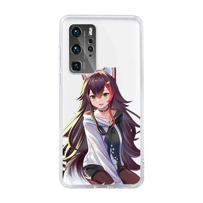 

ookami mio hololive fox girl Phone Case Transparent For Huawei MATE P 40 30 20 10 pro plus lite X 5G Soft TPU Clear Mobile bags