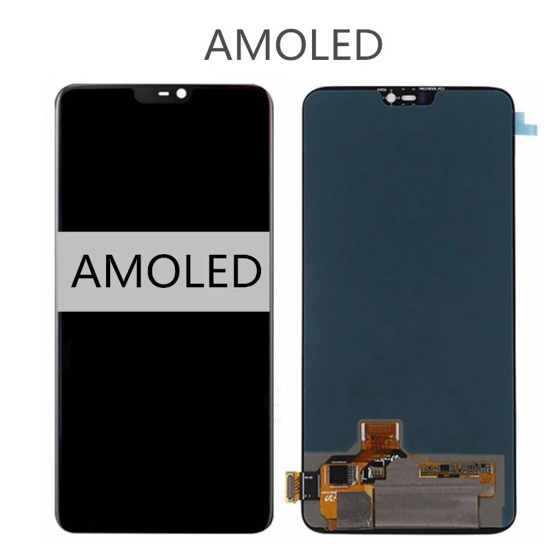 AMOLED - black Для Oneplus 6 ЖК-дисплей+ кодирующий преобразователь сенсорного экрана в сборе запасные аксессуары для Oneplus6 ЖК-экран - Цвет: AMOLED - black