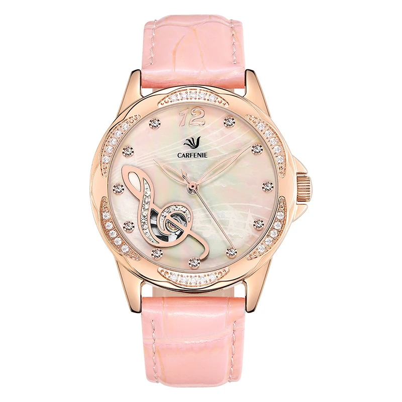 

Carfenie Mechanical Women Bracelet Watch Skeleton Automatic Wristwatch Mesh Stainless Steel Band Female Clock Chic Reloj Mujer
