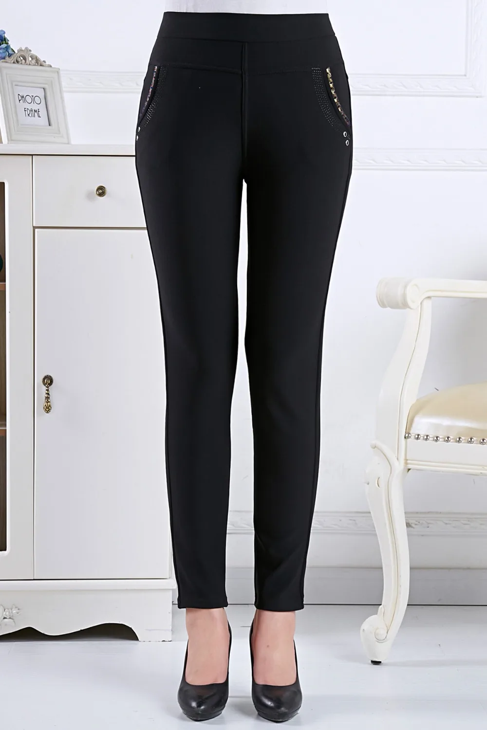 

Deporte Ethnic women long pants Middle-aged mother clothing autumn Autumn trousers Retro plus size legging Pencil Pants palazzo