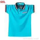 Рубашка-поло с отложным воротником и коротким рукавом, очень большого размера 6XL, для полных парней, эластичная Мужская размера плюс