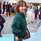 Fanco зимний модный утолщенный теплый мохер с высоким воротником, женские свитера с рукавами-фонариками, повседневный однотонный тонкий Простой пуловер