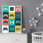 Винтажный видеогеймпад, плакат и печать, Настенная картина, иллюстрация, Картина на холсте для геймеров, для мальчиков, детской комнаты, домашний декор