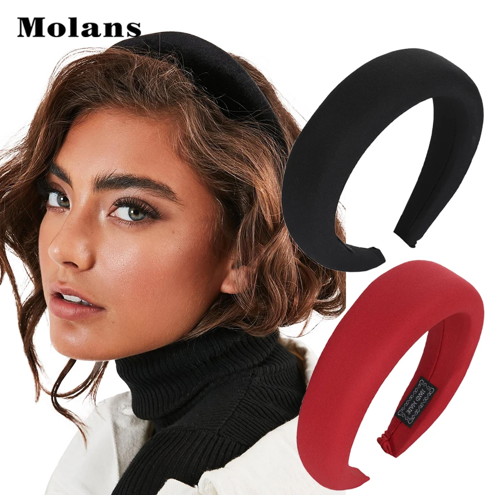 MOLANS однотонная цветная Губка Мягкий обруч для волос женская широкая лента модная