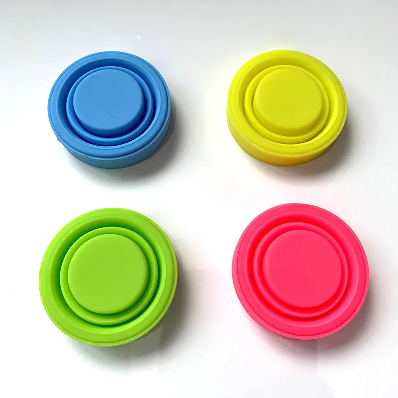 Новая портативная силиконовая Выдвижная складная чашка с крышкой открытая