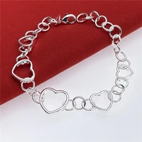 925 sterling silver full heart bracelet for woman fashion engagement party wedding jewelry