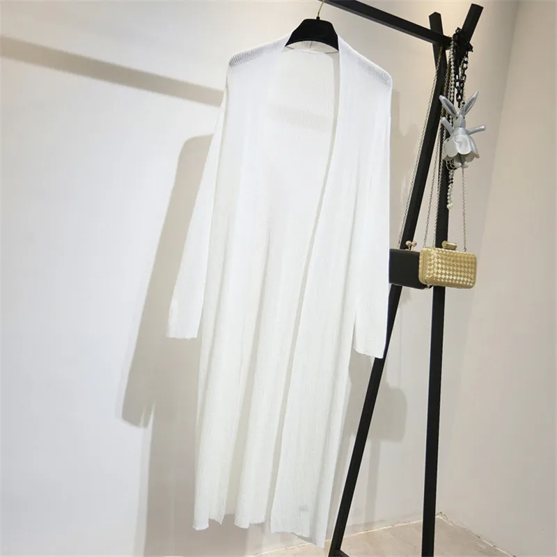 

Summer Thin Cardigan Women New Spring Autumn Knit Jacket Ice Silk Shawl Sunscreen Long knitted cardigan Female NS1977