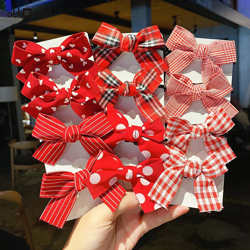 

1Pair Girls Red Dots Grosgrain Ribbon Bows Clips Hairpin Girl's hair bows Boutique Hair Clip Headware Kids Hair Accessories