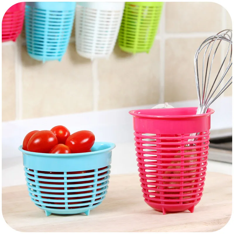 Kitchen Hanging Drain Storage Baskets Bath Gadget Tools Sink Holder Bathroom Toiletries Sucker Basket | Дом и сад