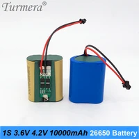 turmera 3 6v 4 2v 10000mah 26650 20a lithium battery with bms for headlamp lantern flashlight batteries or bluetooth speaker use
