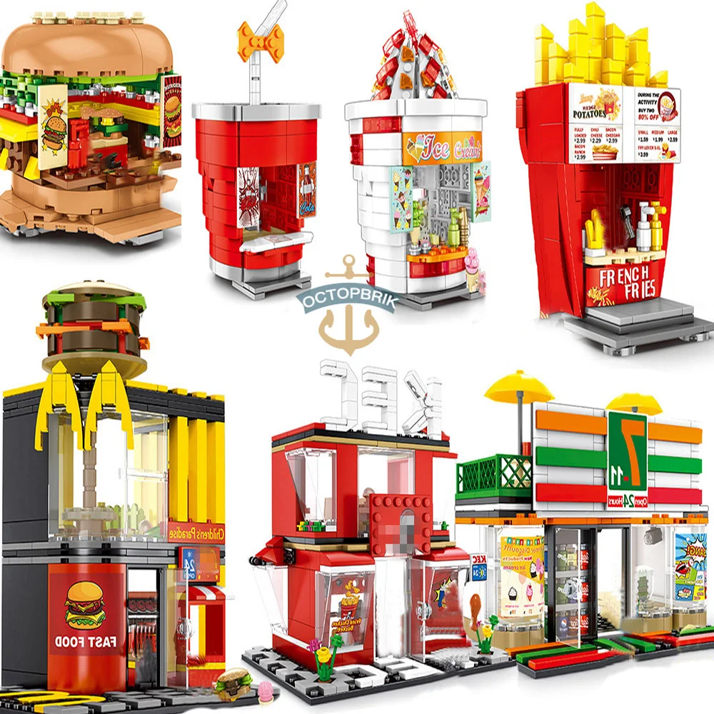 Город Совместимость DIY Архитектура город McDonalding Еда уличный конструктор