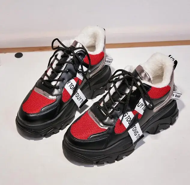 Black plus cotton WDHKUN/Коллекция года; Дизайнерские кроссовки; женская Вулканизированная обувь; женские кроссовки на платформе с дышащей сеткой; цвет черный, белый; повседневная обувь на плоской подошве - Цвет: Black plus cotton