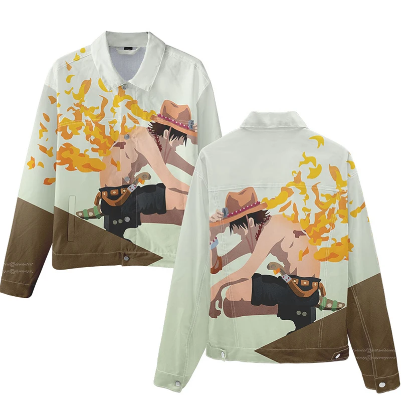 

Japanese Anime Cartoon One Piece Luffy 3d Print Denim Jacket Coat Costume Fashion Men Women Long Sleeve Jean-Jackets Clothes 4XL