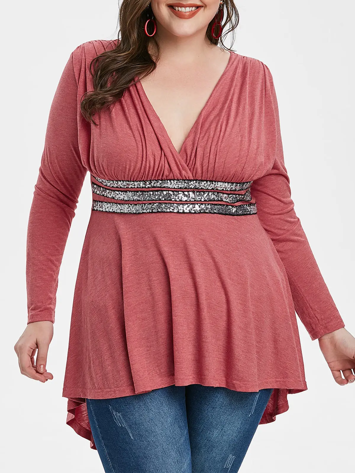 ROSEGAL 5X женская розовая футболка с длинным рукавом и рисунком арбуза топ размера