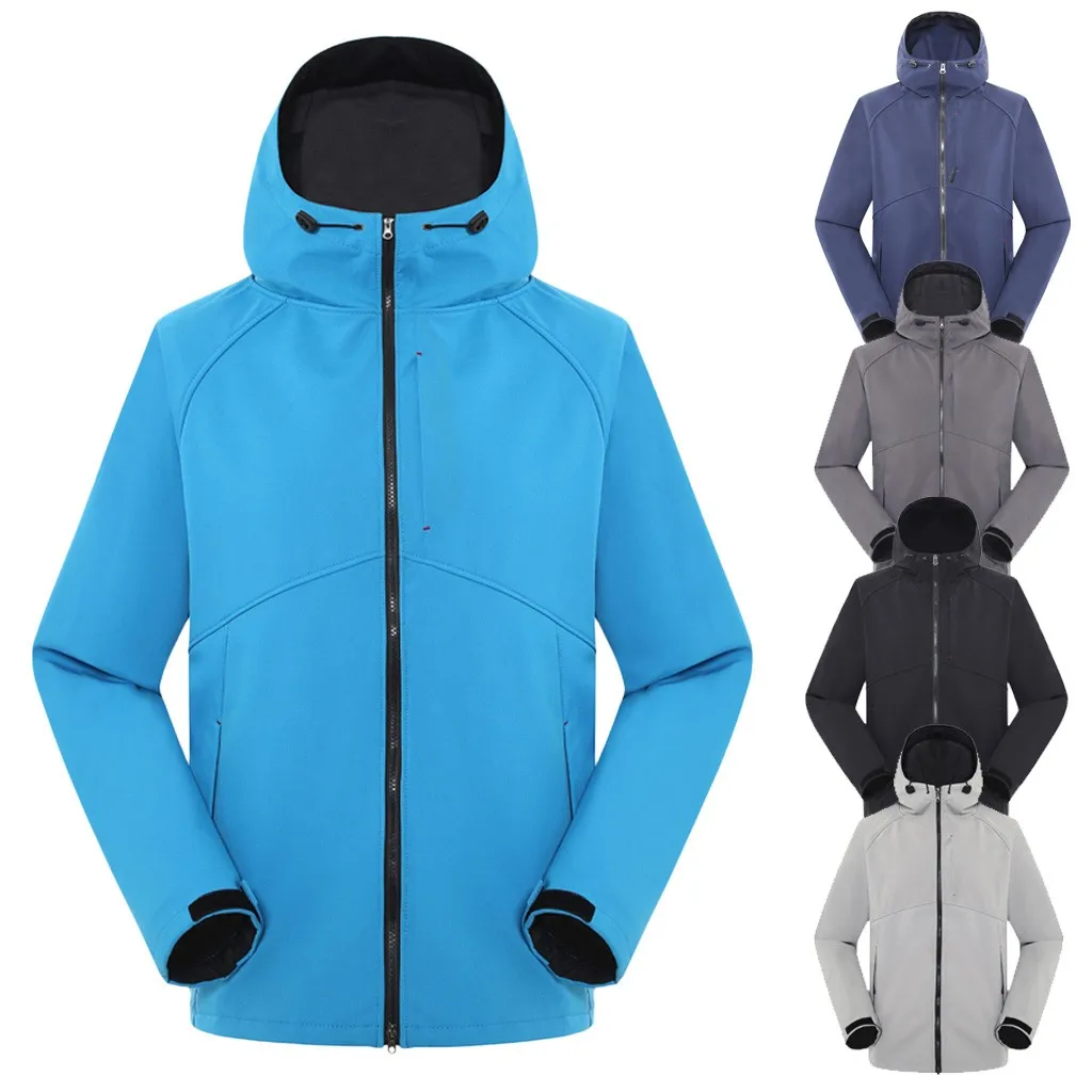 Куртка SAGACE мужская с капюшоном однотонная модная ветрозащитная на молнии для